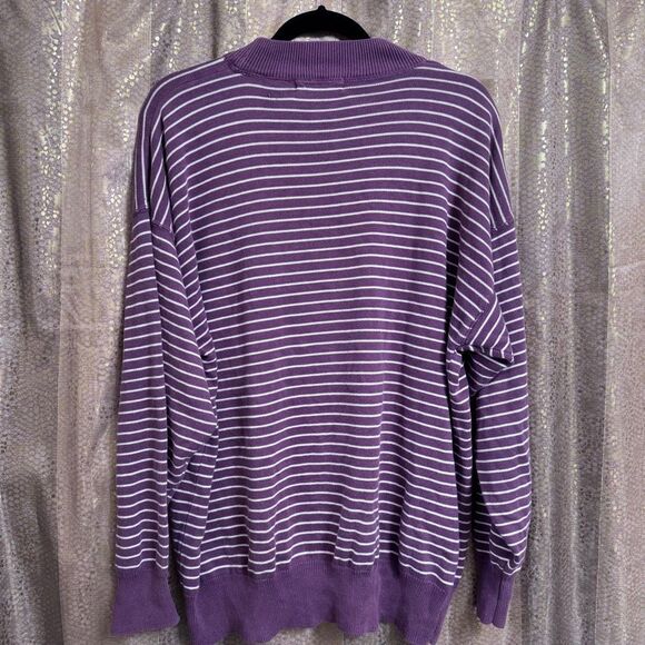 Vintage Cotton Traders Men's Maroon Striped Mock Neck Sweater 90's XL - Picture 2 of 6